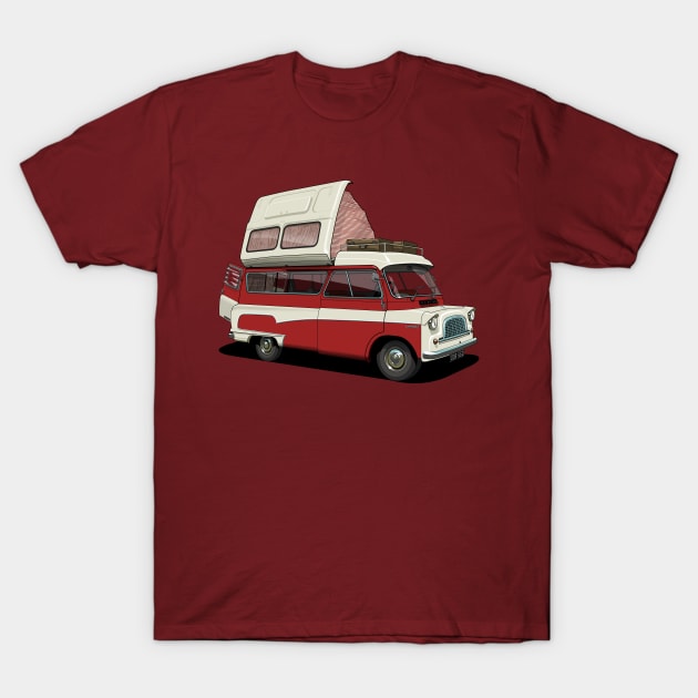 Bedford Camper Van in red T-Shirt by candcretro